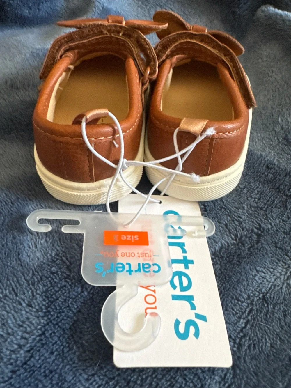 NEW Carter's Toddler Girl's Slip On Casual Brown Shoes Sandals Size 3 W/Bows